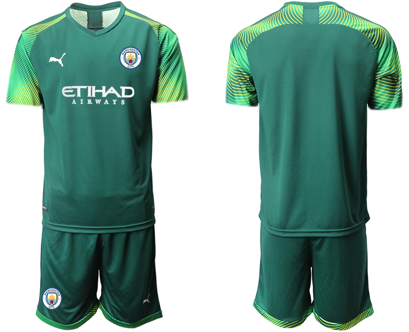 Men 2020-2021 club Manchester City goalkeeper green blank Soccer Jerseys->manchester city jersey->Soccer Club Jersey